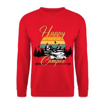 Happy Camper Motorhome Mountains Sunset - Unisex Sweatshirt - red - Front - Alina (178cm) & Michal (187cm)