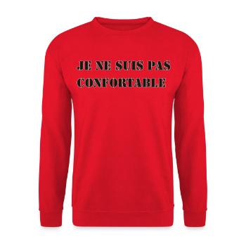 I'M NOT COMFORTABLE. - Unisex Sweatshirt - red - Front - Alina (178cm) & Michal (187cm)