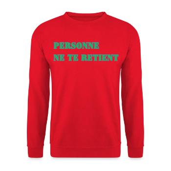 PERSONNE NE TE RETIENT - Sweat-shirt Unisexe - rouge - Devant - Alina (178cm) & Michal (187cm)