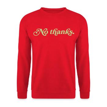 No thanks – Minimalistisches Statement - Unisex Pullover - Rot - Vorne - Alina (178cm) & Michal (187cm)