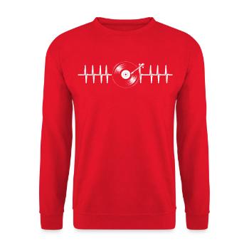 Conception du battement de cœur du disque vinyle - Sweat-shirt Unisexe - rouge - Devant - Alina (178cm) & Michal (187cm)