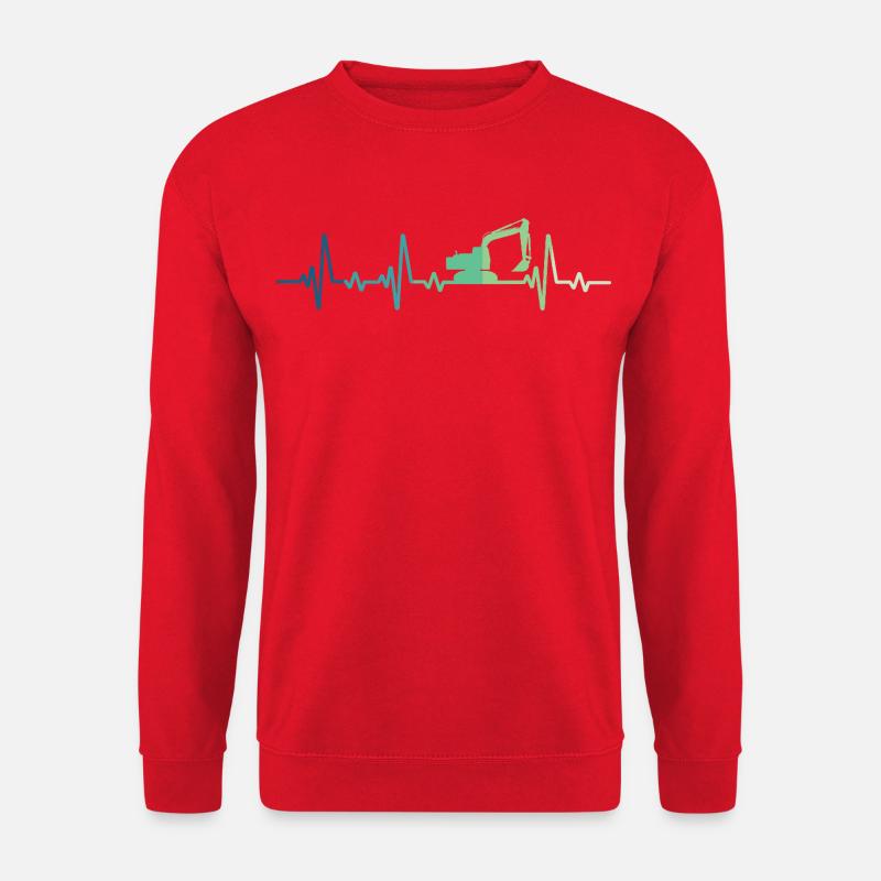 Ausgräber Baustelle Herzschlag-Bagger - Unisex Pullover - Rot