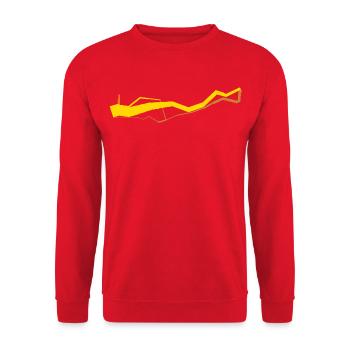 Iconic Data Viz: Minard 1812 - Gold / Bronze - Unisex Pullover - Rot - Vorne - Alina (178cm) & Michal (187cm)