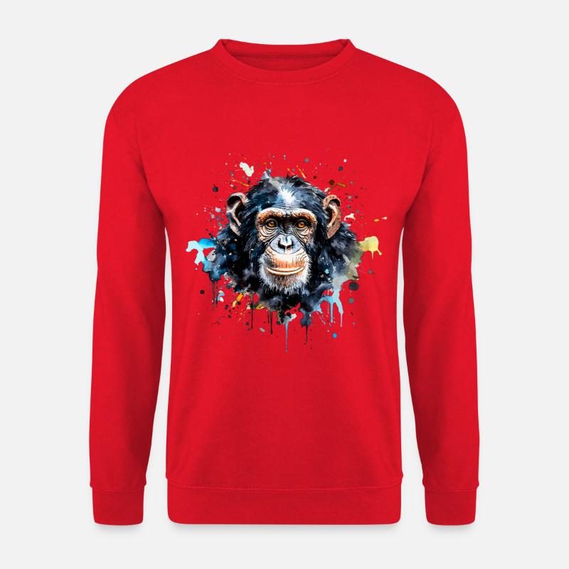 Schimpansen-Aquarell - Unisex Pullover - Rot