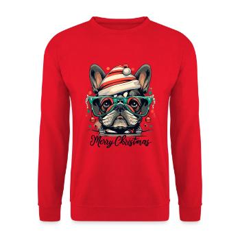 Magie festive du bouledogue - Sweat-shirt Unisexe - rouge - Devant - Alina (178cm) & Michal (187cm)