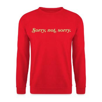 Sorry, not sorry – Freche Attitude - Unisex Pullover - Rot - Vorne - Alina (178cm) & Michal (187cm)