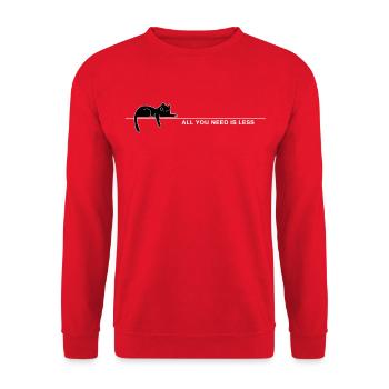 Tout ce dont vous avez besoin, c’est de moins – Minimalisme Cat - Sweat-shirt Unisexe - rouge - Devant - Alina (178cm) & Michal (187cm)