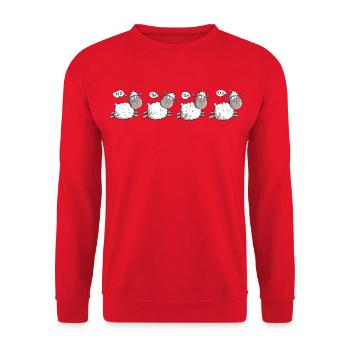 Nö Schaf Und Kleine Schafherde - Unisex Pullover - Rot - Vorne - Alina (178cm) & Michal (187cm)