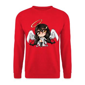 Chibi Angel Girl - Unisex Sweatshirt - red - Front - Alina (178cm) & Michal (187cm)