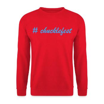 Chucklefest hatch tag slogan - Unisex Sweatshirt - red - Front - Alina (178cm) & Michal (187cm)