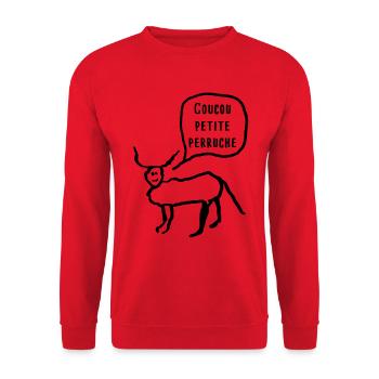 coucou petite perruche françois embrouille tshirt - Sweat-shirt Unisexe - rouge - Devant - Alina (178cm) & Michal (187cm)