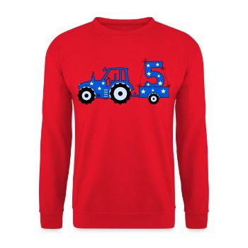 Tracteur du 5e anniversaire - Sweat-shirt Unisexe - rouge - Devant - Alina (178cm) & Michal (187cm)