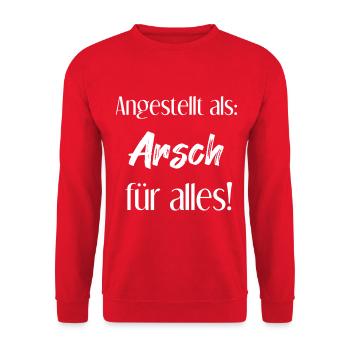 Angestellter Arsch - Unisex Pullover - Rot - Vorne - Alina (178cm) & Michal (187cm)