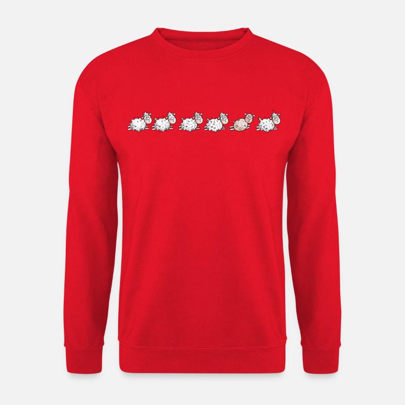 Sheep Flock and sheared sheep - Unisex Sweatshirt - red