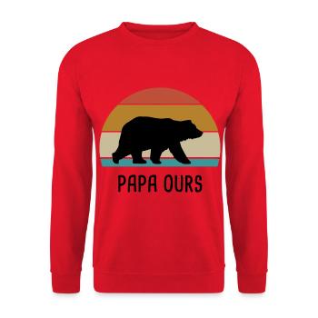 papa ours vintage - Sweat-shirt Unisexe - rouge - Devant - Alina (178cm) & Michal (187cm)