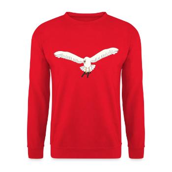 Möwe mit Pistolen - Unisex Pullover - Rot - Vorne - Alina (178cm) & Michal (187cm)