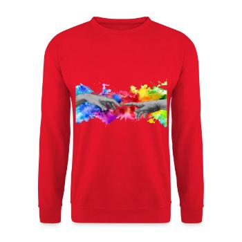 Michi Mode Trend Style Cool - Unisex Pullover - Rot - Vorne - Alina (178cm) & Michal (187cm)