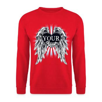 your in my heart, du bist in meinem Herzen, Spruch - Unisex Pullover - Rot - Vorne - Alina (178cm) & Michal (187cm)