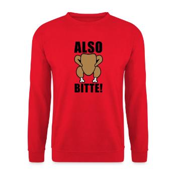 Also bitte - Unisex Pullover - Rot - Vorne - Alina (178cm) & Michal (187cm)