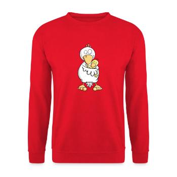 Poulet Maman avec des poussins Bébé I Cadeau de la fête des mères - Sweat-shirt Unisexe - rouge - Devant - Alina (178cm) & Michal (187cm)