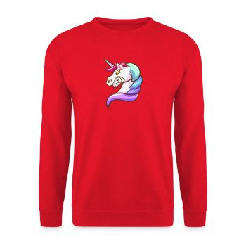 Fantasy Unicorn with Pastel Colors - Unisex Sweatshirt - red - Front - Alina (178cm) & Michal (187cm)