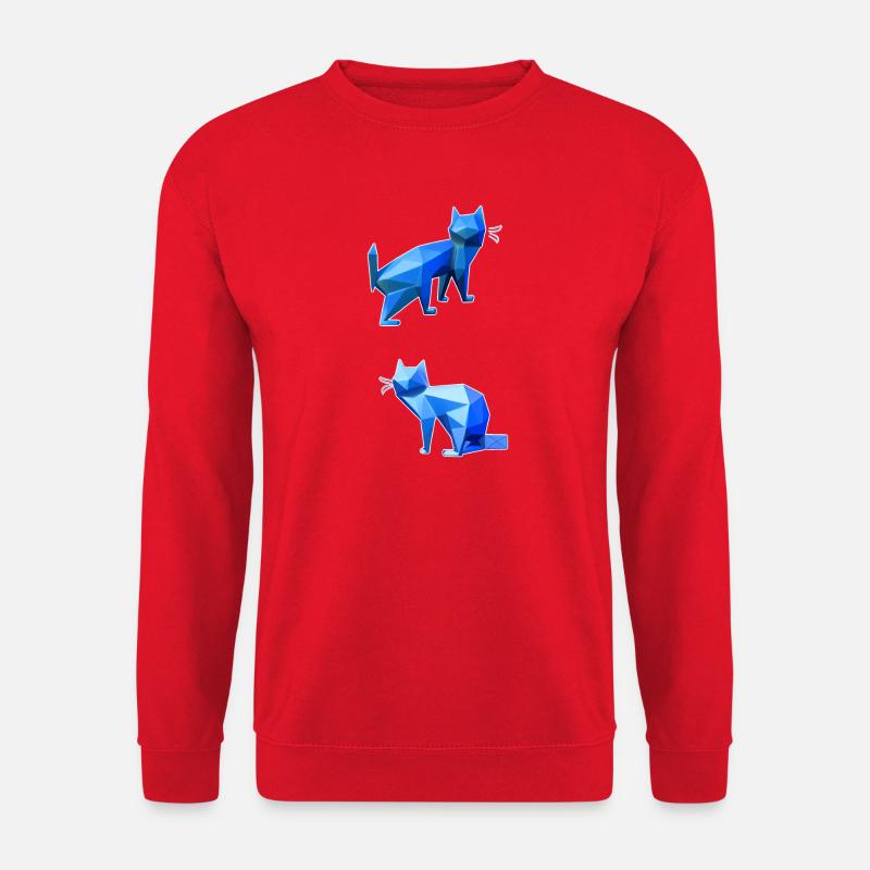 Blue Polygon Cat Duo - Unisex Sweatshirt - red