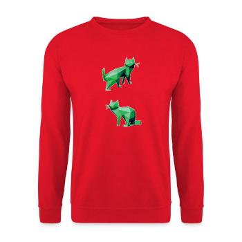 Green Geometry Cats Duo - Unisex Sweatshirt - red - Front - Alina (178cm) & Michal (187cm)