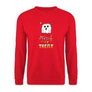 Citrouille d’Halloween comme un fantôme disant « Trick or treat » - Sweat-shirt Unisexe - rouge - Devant - Alina (178cm) & Michal (187cm)