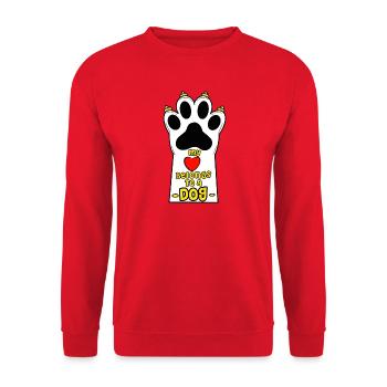 Dog paws with loving saying - Unisex Sweatshirt - red - Front - Alina (178cm) & Michal (187cm)