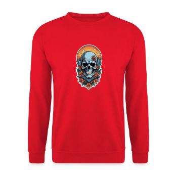 Bones and Botany skull - Unisex Sweatshirt - red - Front - Alina (178cm) & Michal (187cm)