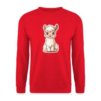 Llama Alpaca Llama Animal Gift - Unisex Sweatshirt - red - Front - Alina (178cm) & Michal (187cm)