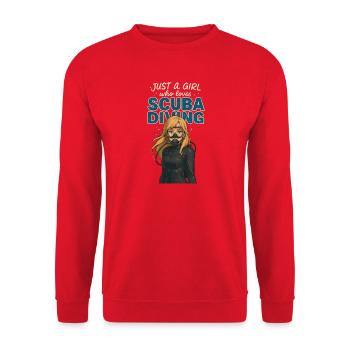 Just a Girl Who Loves Scuba Diving - Unisex Pullover - Rot - Vorne - Alina (178cm) & Michal (187cm)