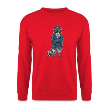 Waschbär Polizist Sonnenbrille Polizei - Unisex Pullover - Rot - Vorne - Alina (178cm) & Michal (187cm)