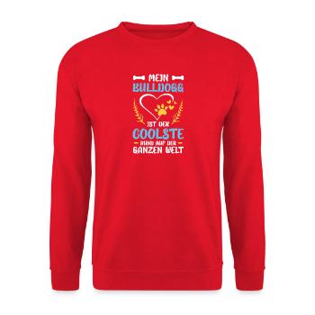 My Bulldog: Coolest Dog in the World - Unisex Sweatshirt - red - Front - Alina (178cm) & Michal (187cm)