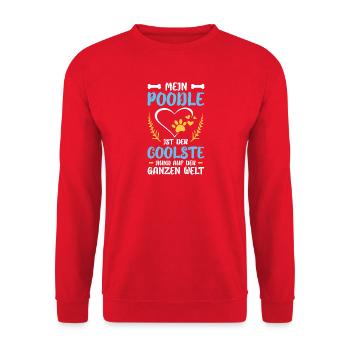 Mein Pudel Herzwelt Kranz - Unisex Pullover - Rot - Vorne - Alina (178cm) & Michal (187cm)