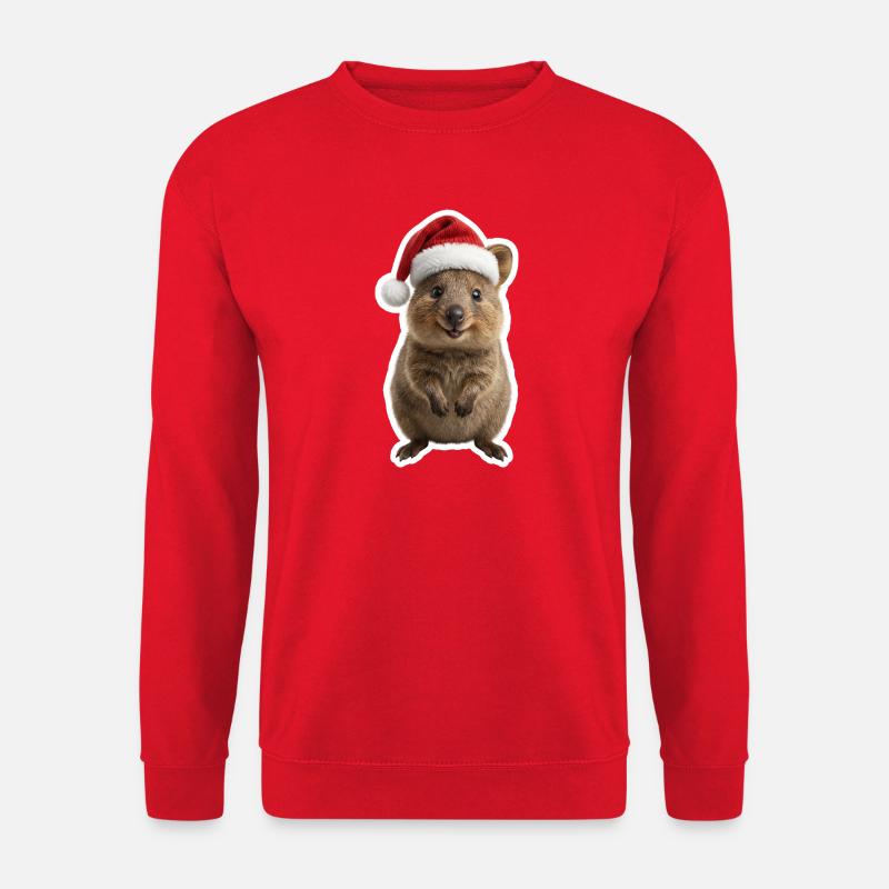 Smiling quokka with Christmas hat - Unisex Sweatshirt - red