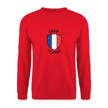 Little France Shield Flag - Unisex Sweatshirt - red - Front - Alina (178cm) & Michal (187cm)