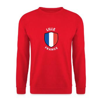 Petit caractère du Bouclier de France - Sweat-shirt Unisexe - rouge - Devant - Alina (178cm) & Michal (187cm)