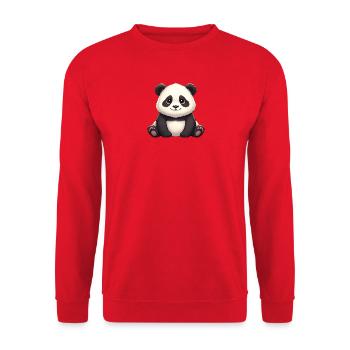 Panda Smiling Plush - Unisex Sweatshirt - red - Front - Alina (178cm) & Michal (187cm)