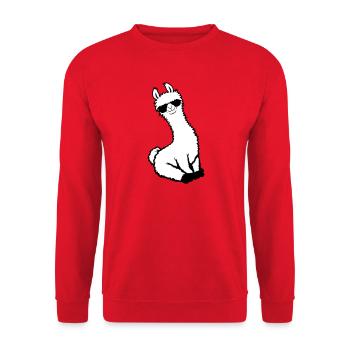 No Drama Lama Cool Sunglasses Seated Relaxed - Unisex Sweatshirt - red - Front - Alina (178cm) & Michal (187cm)