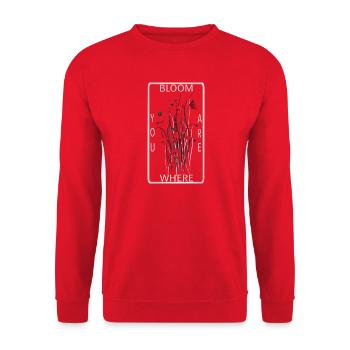 Bloom Red Poppy Floral Quote Art - Unisex Sweatshirt - red - Front - Alina (178cm) & Michal (187cm)