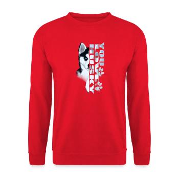 Husky Portrait Font - Unisex Sweatshirt - red - Front - Alina (178cm) & Michal (187cm)