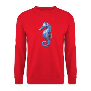 Seepferdchen Mosaik - Blaues Meeres-Design - Unisex Pullover - Rot - Vorne - Alina (178cm) & Michal (187cm)