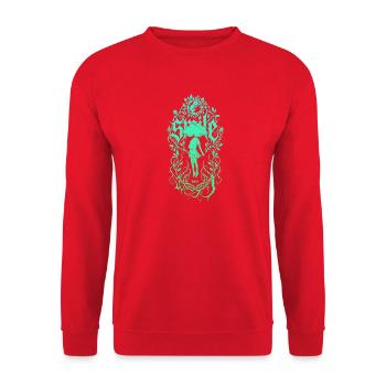 Girl Silhouette in Leaf Frame - Unisex Sweatshirt - red - Front - Alina (178cm) & Michal (187cm)