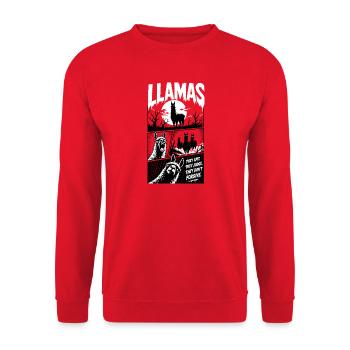 Llamas They Spit They Judge Horror - Unisex Sweatshirt - red - Front - Alina (178cm) & Michal (187cm)