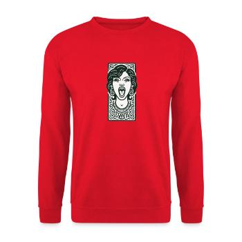 Hip Hop Face #3 - Unisex Pullover - Rot - Vorne - Alina (178cm) & Michal (187cm)