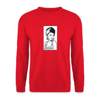 Black female portrait #1 - Unisex Pullover - Rot - Vorne - Alina (178cm) & Michal (187cm)