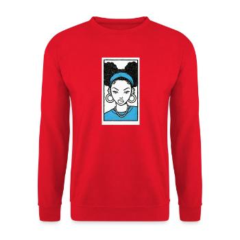 Black female portrait #4 - Unisex Pullover - Rot - Vorne - Alina (178cm) & Michal (187cm)