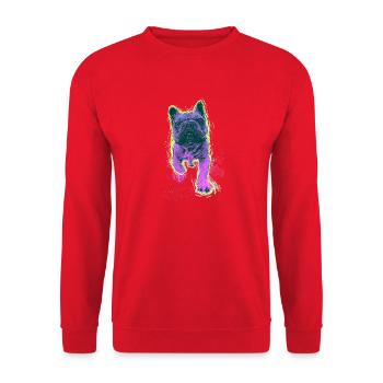 Neon Bulldog Splash - Unisex Pullover - Rot - Vorne - Alina (178cm) & Michal (187cm)