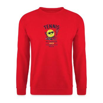 Tennis Chill: Erwachsene dürfen spielen - Unisex Pullover - Rot - Vorne - Alina (178cm) & Michal (187cm)